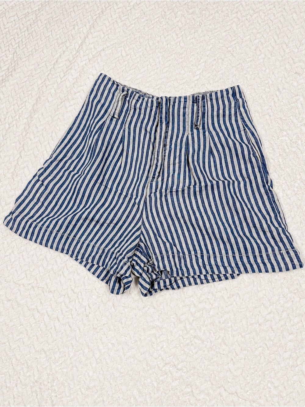 Velvet Heart Blue White Stripe Tencel High Rise Shorts Size XS